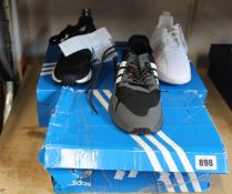 Three pairs of as new Adidas trainers; Nite Jogger (UK 7), 2K ZX Flux (UK 5) and Multi-X (UK 6).