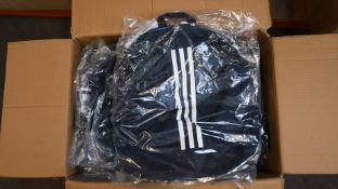 Sixteen as new Adidas BP Power IV backpacks in Navy and White.