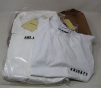 A men's as new Axel Arigato Bureau short sleeved white shirt (L) and logo embroidery T-shirt (L).