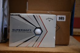 Six boxes of Callaway Supersoft golf balls (12 items per box) and two boxes of Callaway Supersoft