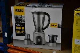 A new Zanussi Grey 3 in 1 blender, chopper, grinder (ZBL 853GC).