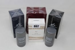 An as new Mr Burberry Indigo eau de toilette (100ml), a Mr Burberry eau de toilette (100ml), a