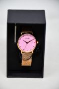 A women's as new Coluri Kahlo watch in rose (RRP £139).