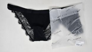 Ten pairs of as new Love Stories Wild Rose briefs in black (Sizes 2, 3, 4).