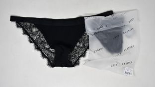 Ten pairs of as new Love Stories Wild Rose briefs in black (Sizes 2, 3, 4).