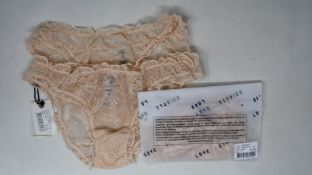 Ten pairs of as new Love Stories Lolita Lace briefs in sand (Sizes 1, 2, 3, 4 - RRP £27 each).