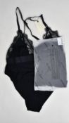 Four as new Love Stories Doris black bodysuits with lace trim (3 x 3/36 A-B, 1 x 3+/36 C-D - RRP £85