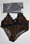 Four as new Love Stories Doris leopard print bodysuits with lace trim (Size 3/36 A-B - RRP £73
