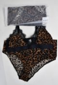 Four as new Love Stories Doris leopard print bodysuits with lace trim (Size 1+/32C - RRP £73 each).