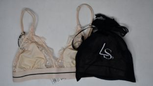 Eight as new Love Stories Love Lace bralettes in sand (Size 2/34 A-B - RRP £44 each).