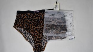 Thirteen pairs of as new Love Stories Moonflower briefs in leopard print (Sizes 1, 2, 3, 4 - RRP £43