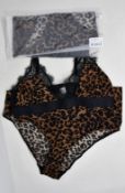 Four as new Love Stories Doris leopard print bodysuits with lace trim (Sizes 1, 2, 2+ 3 - RRP £73