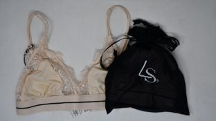 Five as new Love Stories Love Lace bralettes in sand (Size 1/32 A-B - RRP £44 each).