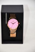 A women's as new Coluri Kahlo watch in rose (RRP £139).