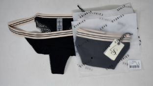 Eleven pairs of as new Love Stories Roomservice briefs in black (Sizes 1, 2, 3, 4 - RRP £23 each).