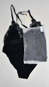 Four as new Love Stories Doris black bodysuits with lace trim (Size 1/32 A-B - RRP £85 each).