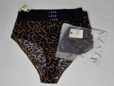 Five pairs of as new Love Stories Moonflower briefs in leopard print (Sizes 1, 2, 3 - RRP £43