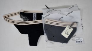 Eleven pairs of as new Love Stories Roomservice briefs in black (Sizes 1, 2, 3, 4 - RRP £23 each).