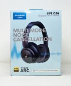 A boxed as new pair of Soundcore by Anker Life Q30 Noise Cancelling Headphones in Blue (Box