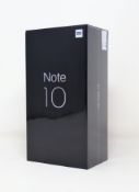 A boxed as new Xiaomi Mi Note 10 6GB/128GB in Glacier White (Box sealed. Two pin plug).