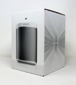 A boxed as new SONOS PLAY:1 Smart Wireless Speaker in White (M/N: PLAY1CN1) (Box sealed, some damage