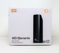 A boxed as new WD Elements 10TB storage drive in black (box damaged).