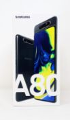 A boxed as new Samsung Galaxy A80 A805F/DS 8GB RAM 128GB ROM in Phantom Black (Box sealed, some