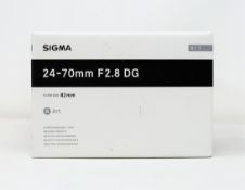 A boxed as new Sigma 24-70mm f/2.8 DG OS HSM Art Lens for Nikon.