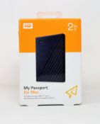 A boxed as new WD 2TB My Passport for Mac Portable Hard Drive (Box sealed).