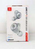 A boxed as new pair of JBL Live 300tws true wireless earbuds in white.