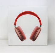 A boxed as new pair of Apple Airpods Max in Pink With Red Headband and Red Smart Case (P/N: