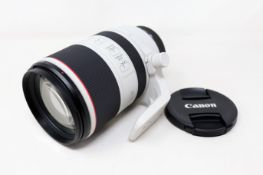 A boxed as new Canon RF 70-200mm F2.8L IS USM Lens with Lens Case and Lens Hood.