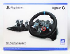 A boxed as new Logitech G29 Driving Force Racing Wheel for PS3, PS4 and PC (M/N: 941-000112 EU).