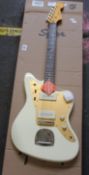 A boxed as new Fender Squier J Mascis Jazzmaster Vintage White.