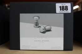 Three boxed as new Georg Jensen Living - Alfredo Collection Small Salt & Pepper Shakers.