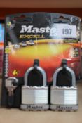 Six packs of two as new Master Lock Excell Laminated Steel Padlocks 52mm (M5EURT).