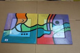 Mohammed Zouari (Tunisia, 1967-2016). Two limited edition prints with hand-painted frames (32/100