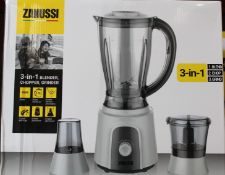 Three new Zanussi Grey 3 in 1 blender, chopper, grinders (ZBL 853GC).