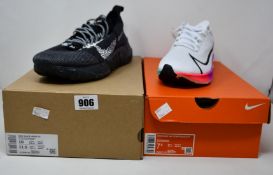 Two pairs of as new Nike trainers; Space Hippie 01 (UK9) and women's Air Zoom Pegasus 37 (UK 5).