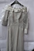 An as new Couture Club by Rosa Clara silver grey ribbed bodice chiffon skirt occasion dress (