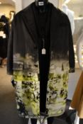 A pre-owned Prada Beach-print nylon collared coat in Nero acid (Size S, excellent condition - RRP