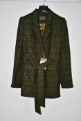 A woman's as new Really Wild London belted tweed jacket in Khaki/Silver (Size 12 - RRP £395).