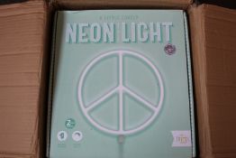 Eight boxed as new A Little Lovely Peace Sign neon style lights.