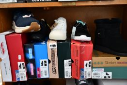 Five pairs of assorted as new Skechers footwear.