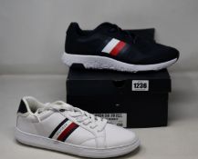Two pairs of as new Tommy Hilfiger sneakers; Essential Cupsole (UK 7) and Mix Modern Runner (UK 9).