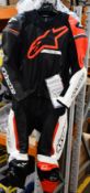 An as new Alpinestars GP Force Phantom two piece leather racing suit (EU 56 - RRP £770).