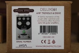 A boxed as new Origin Effects Deluxe 61 Amp Tremolo and Drive.