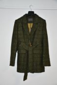 A woman's as new Really Wild London belted tweed jacket in khaki/silver (Size 10 - RRP £395).