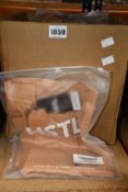 Eighteen pairs of men's as new HSTL. Made shorts in terracotta (6 x M, 12 x L).