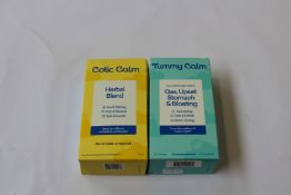A large quantity of Colic Calm Herbal Blend 59ml and a quantity of Tummy Calm for gas, upset stomach